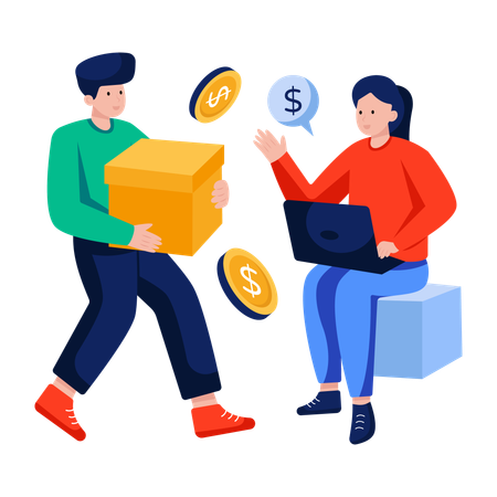 Woman get product on Cash on delivery  Illustration