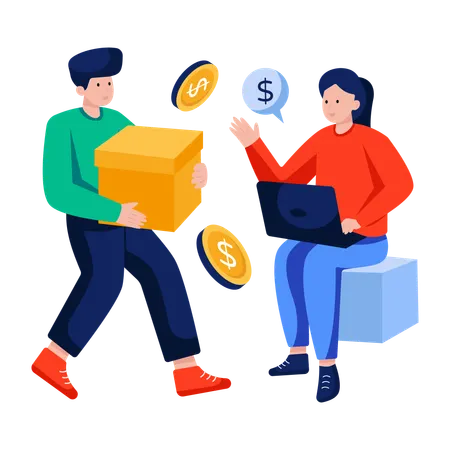 Woman get product on Cash on delivery  Illustration