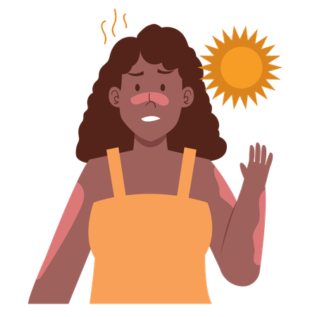 Woman Get Sunburn  Illustration