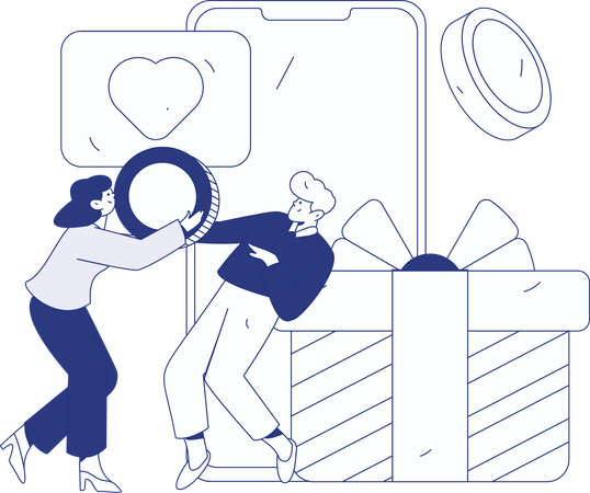 Woman gets shopping cashback  Illustration