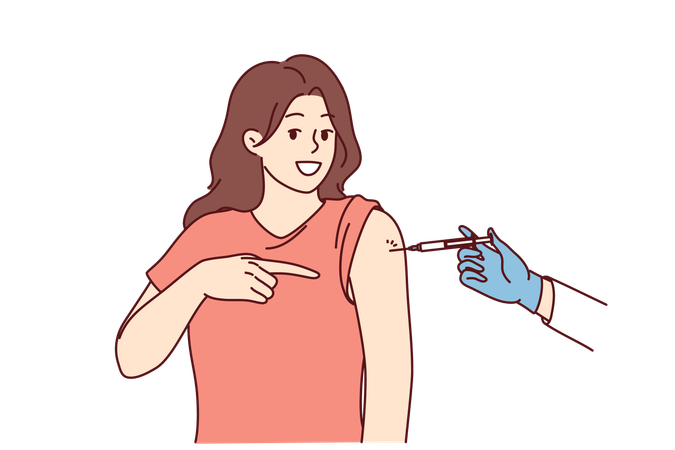 Woman gets vaccinated  Illustration