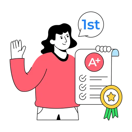 Woman Getting A Grade  Illustration