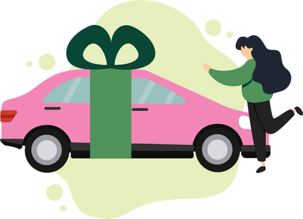 Woman getting car as gift  Illustration