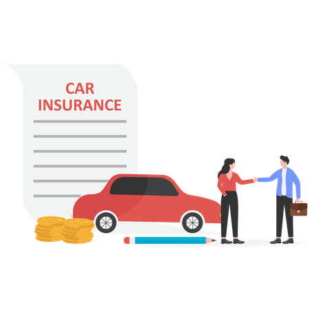 Woman getting car insurance  Illustration