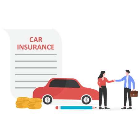 Woman getting car insurance  Illustration