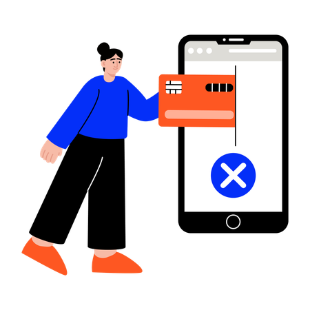 Woman getting card declined  Illustration