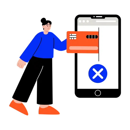Woman getting card declined  Illustration