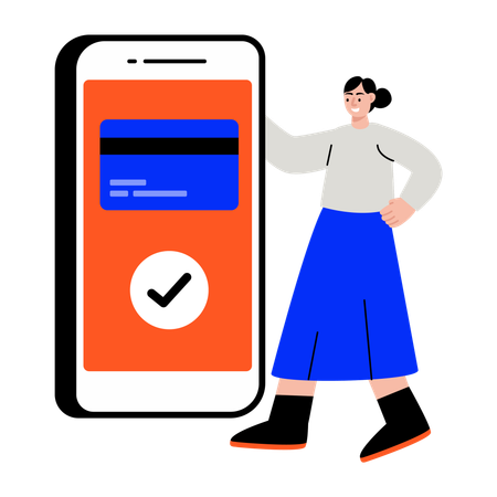 Woman getting card payment approval  Illustration