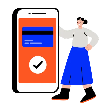 Woman getting card payment approval  Illustration
