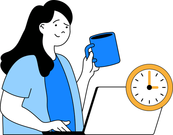 Woman getting coffee break  Illustration