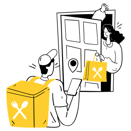 Woman getting contactless delivery  Illustration