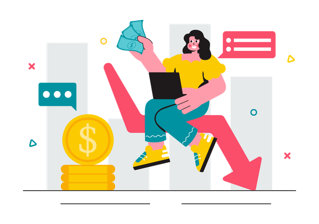 Woman getting cost reduction  Illustration