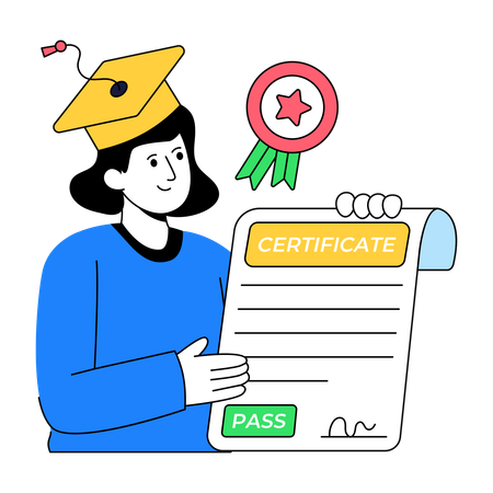 Woman Getting Course Certificate  Illustration