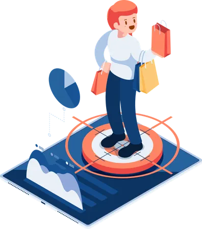 Woman getting customer behavior analysis  Illustration