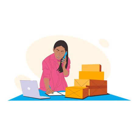 Woman getting delivery order  Illustration