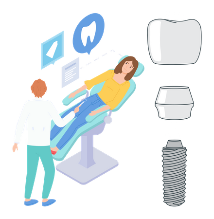 Woman getting dental treatment  Illustration