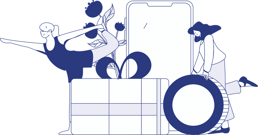 Woman getting discount coupon  Illustration