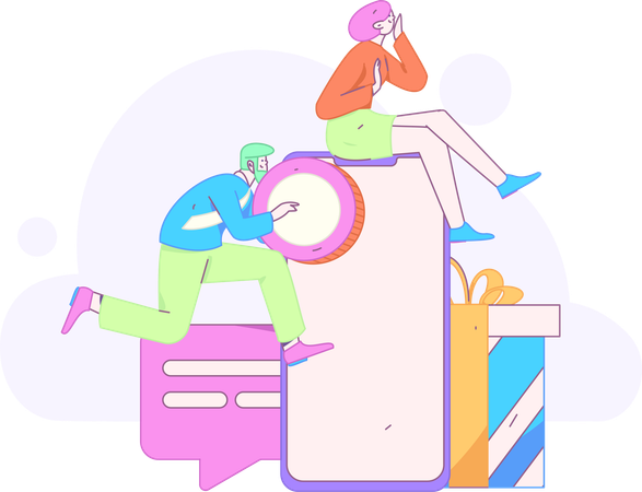 Woman getting discount coupon  Illustration