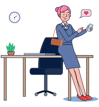 Woman getting distracted from work Illustration