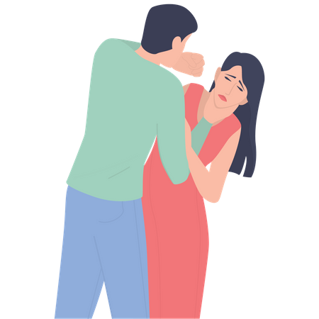 Woman getting domestic violence  Illustration