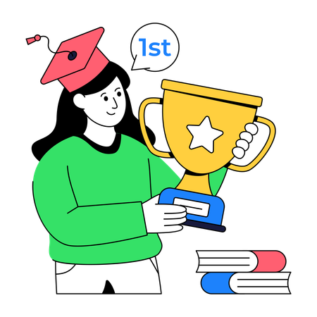 Woman Getting Educational Achievement  Illustration