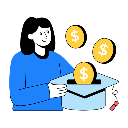 Woman Getting Educational Grant  Illustration