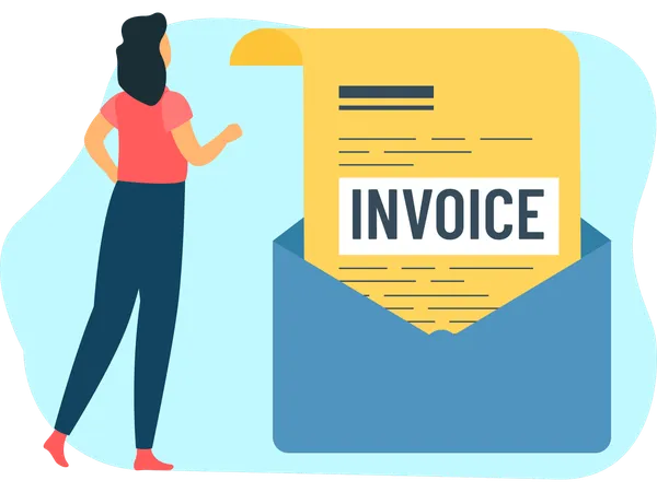 Woman getting email invoice  Illustration