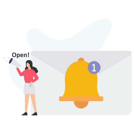 Woman getting email reminder  Illustration