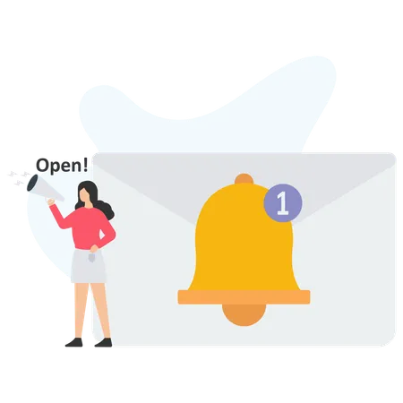 Woman getting email reminder  Illustration