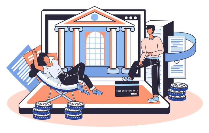 Woman getting financial consultation  Illustration