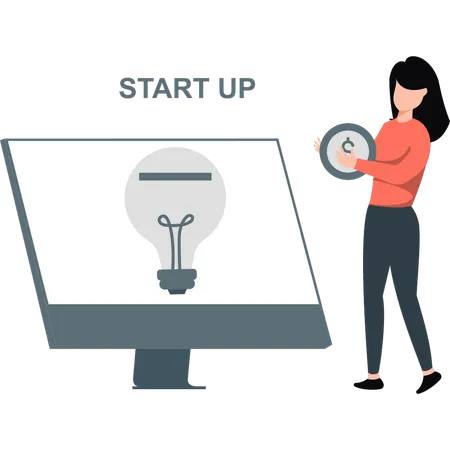 Woman getting financial idea  Illustration