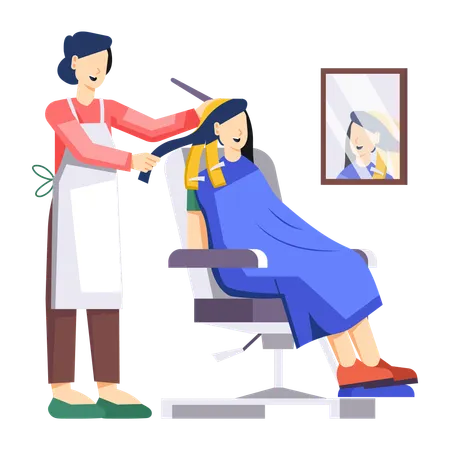 Woman getting hair colored at salon  Illustration