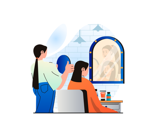 Woman getting hair job  Illustration