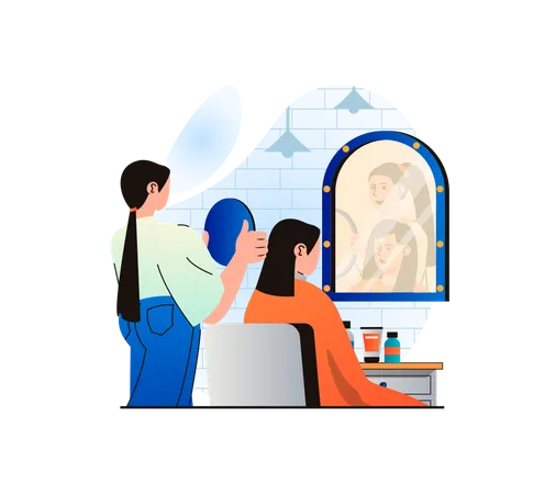 Woman getting hair job  Illustration