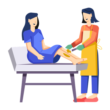 Woman getting hair wax at salon  Illustration