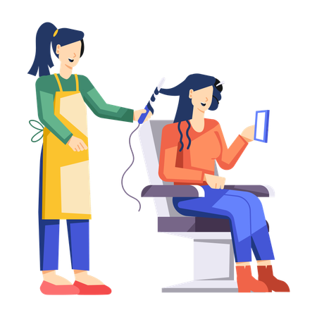 Woman getting haircut at salon  Illustration