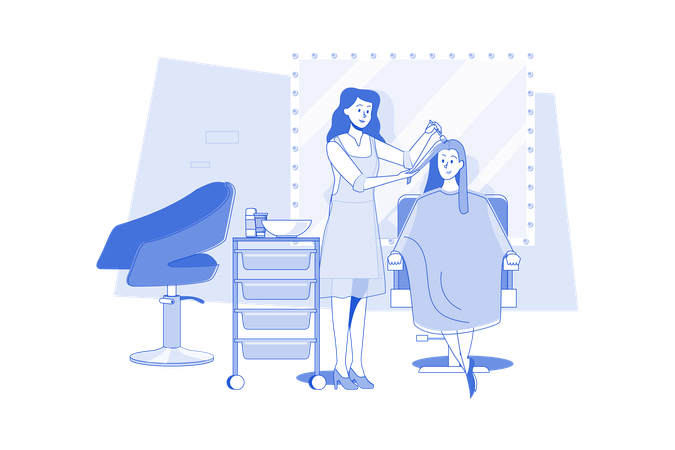 Woman Getting Her Hair Dyed By Hairstylist At Beauty Salon  Illustration