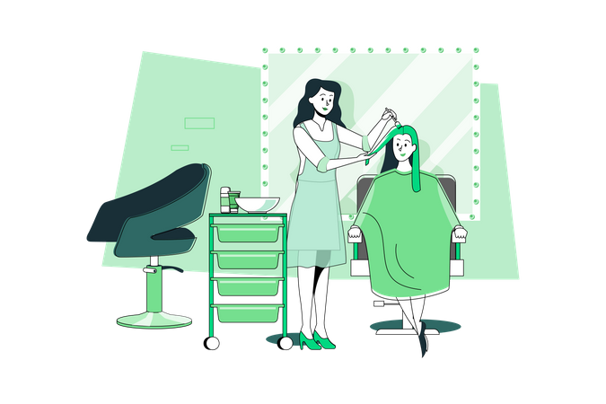 Woman getting her hair dyed by hairstylist at beauty salon  Illustration