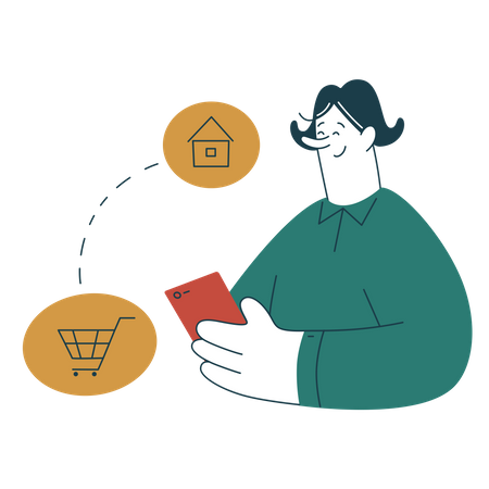 Woman getting home delivery  Illustration