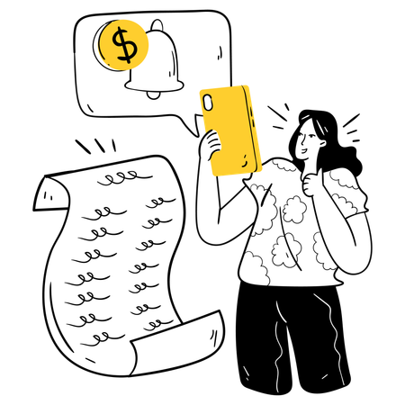 Woman Getting Instant Payment Notification  Illustration