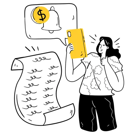 Woman Getting Instant Payment Notification  Illustration