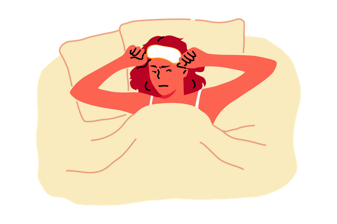 Woman getting interupted while sleeping  Illustration