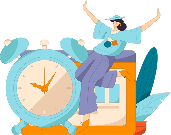 Woman getting late for work  Illustration