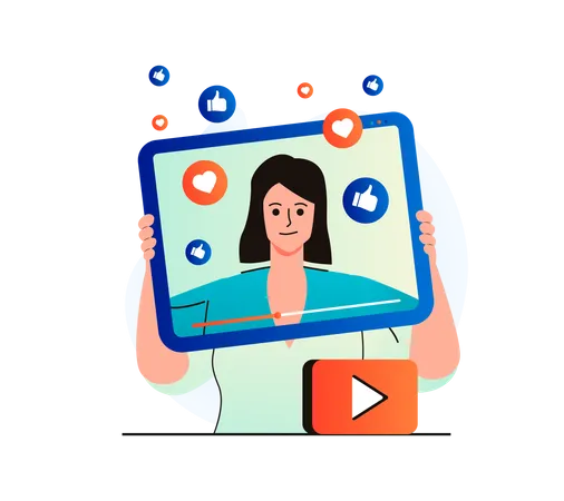 Woman getting likes on video sharing platform  Illustration