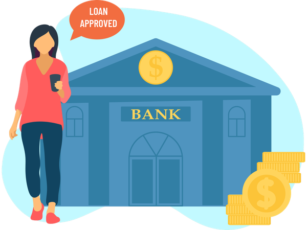 Woman getting loan approval  Illustration