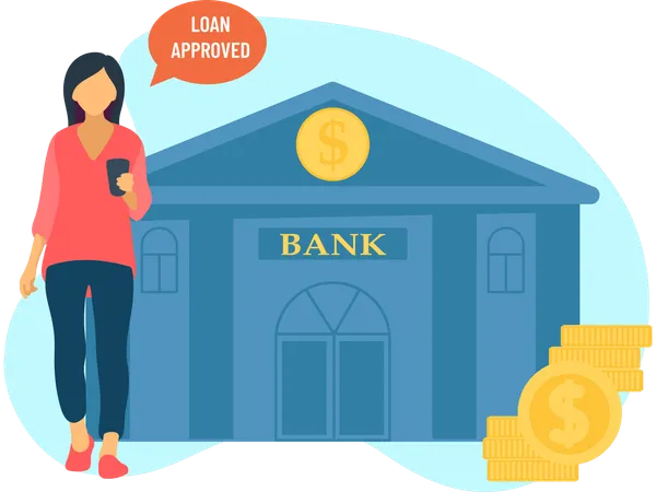 Woman getting loan approval  Illustration