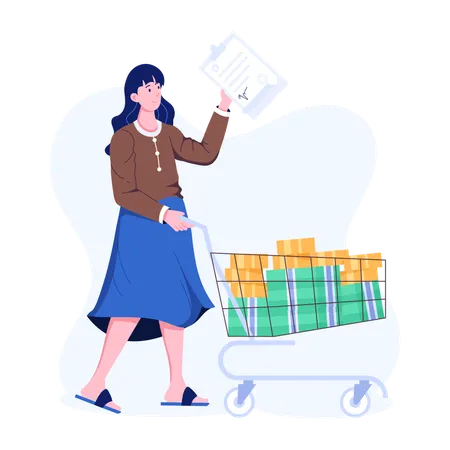 Woman getting loan  Illustration