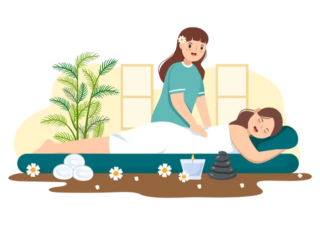 Woman getting massage treatment Illustration