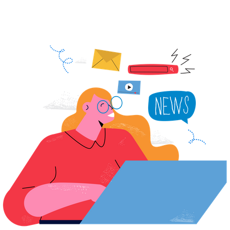 Woman getting newsletter  Illustration