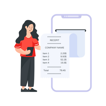 Woman getting online invoice  Illustration